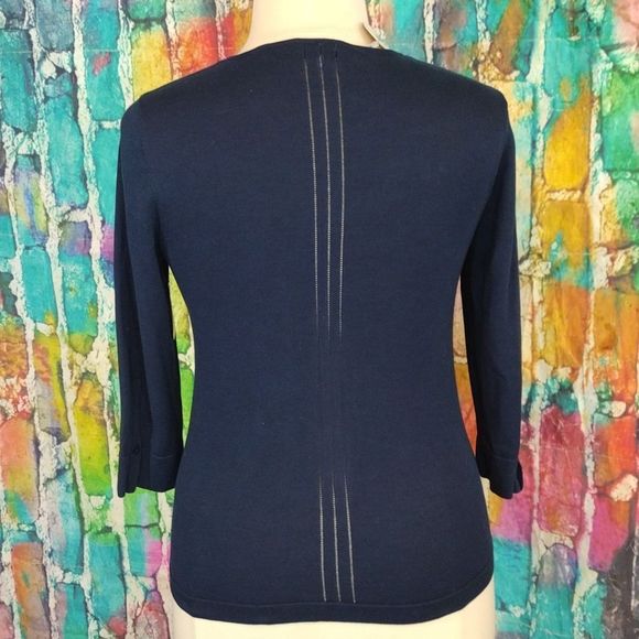 Audrey Talbott Carmel Navy Blue Button Down Cardigan - Picture 2 of 16